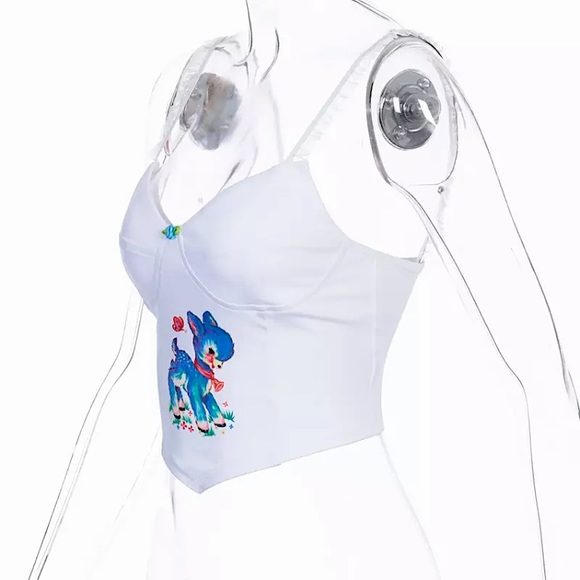 White baby deer cropped corset top - Picture 4 of 13